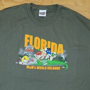 2XL M&M'S Green T-Shirt Florida Gator Tour, M&M's World Orlando Tourist Promo